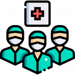 nurses/medical staff wearing facemasks/ uniform