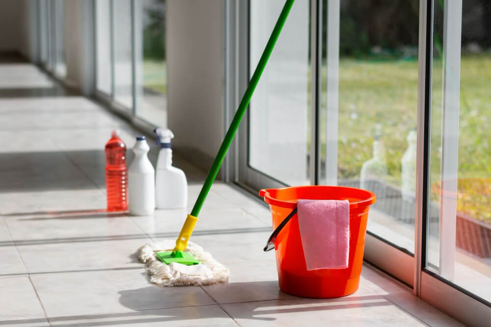 Still life of cleaning tools