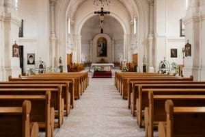 Empty christian church building