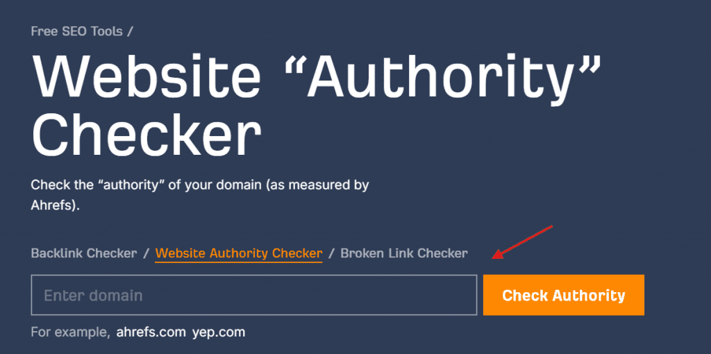 ahrefs web screenshot for authority checker page