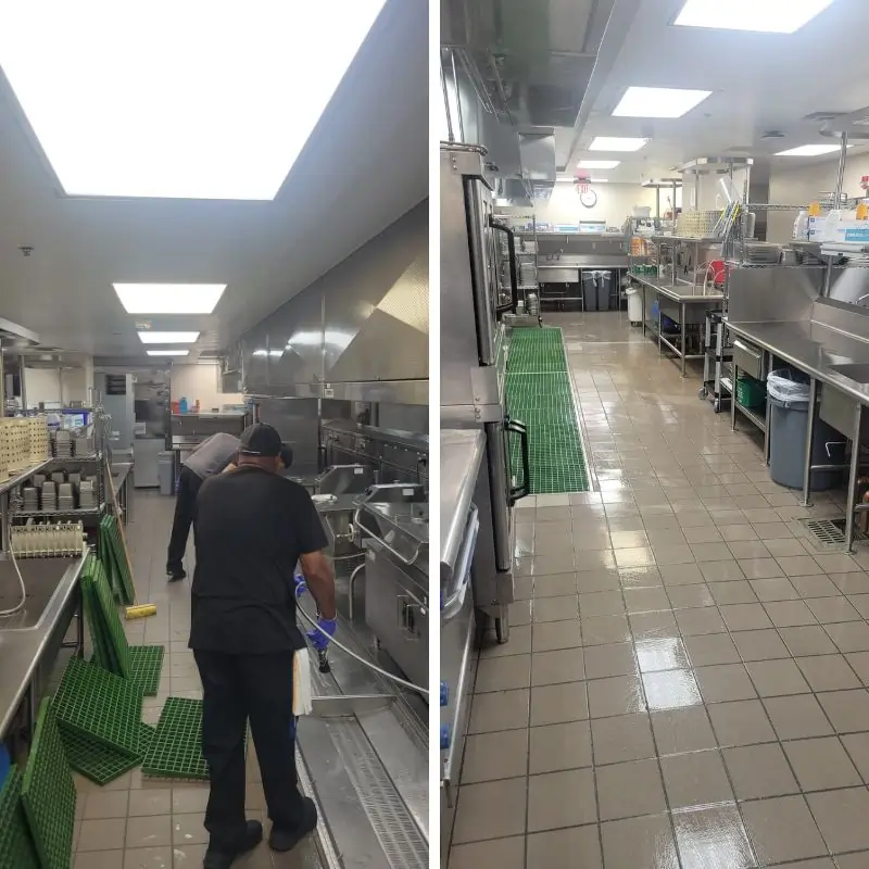 Before and after picture of high-quality kitchen cleaning in Arlington TX