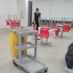 Floor cleaning of break room post-construction