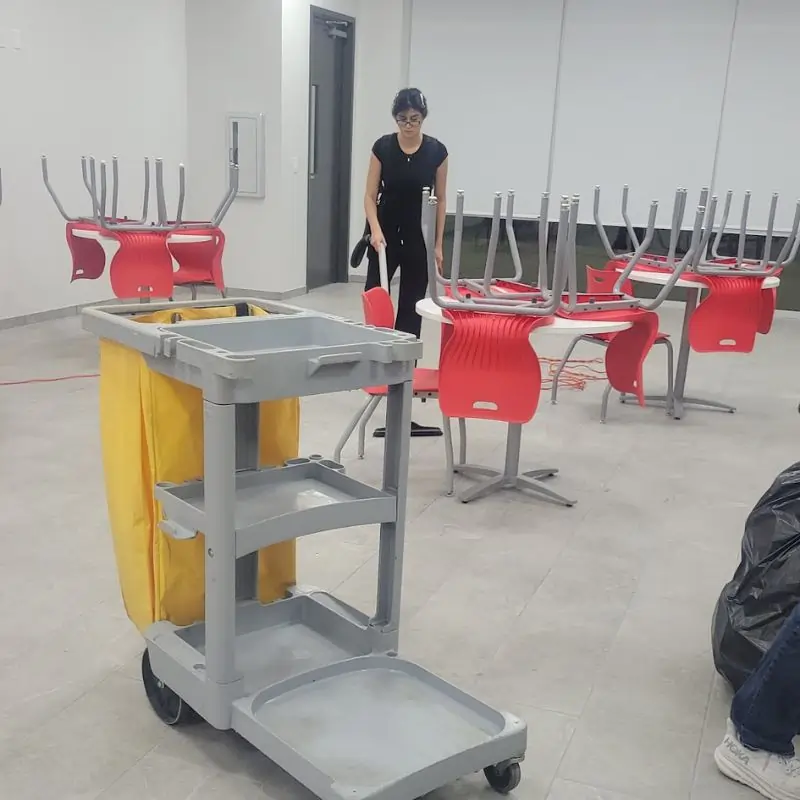 Floor cleaning of break room post-construction