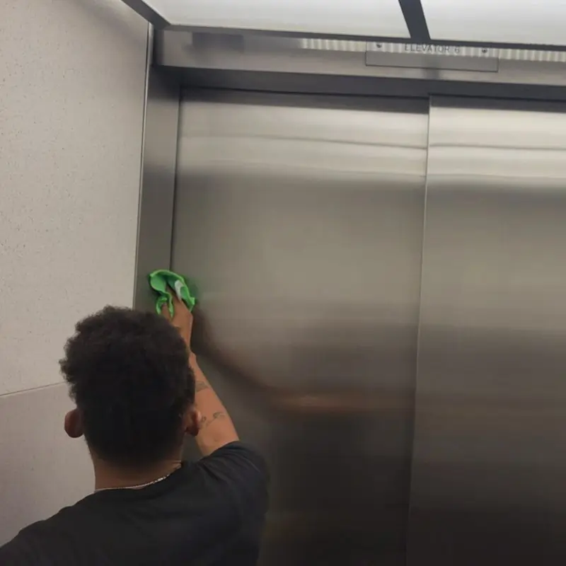 Metal cleaning elevator in Lancaster office building