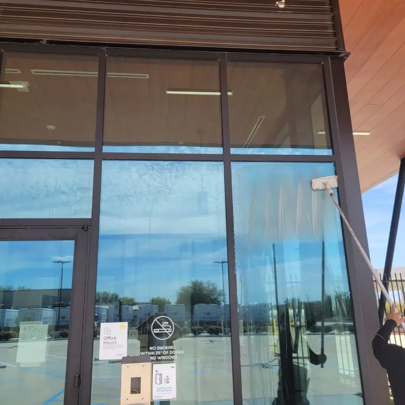 Streak free window cleaning office building in Arlington TX