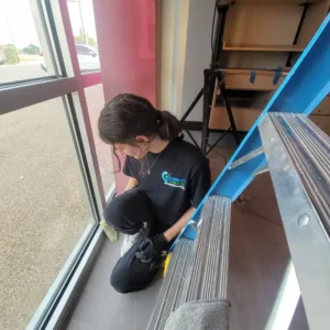 Window cleaning in Arlington office space