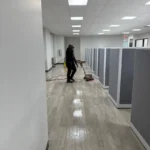 Tile floor cleaning in office space in Arlington warehouse