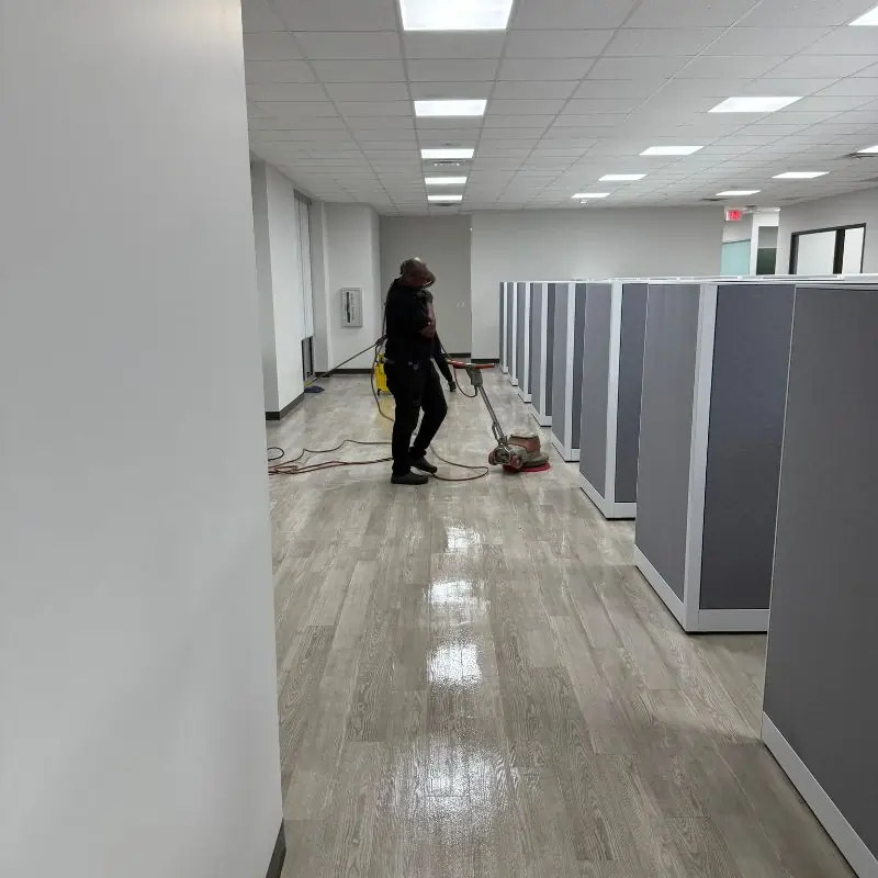 Tile floor cleaning in office space in Arlington warehouse