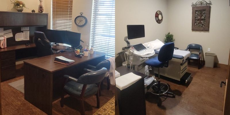 Office deep cleaning in medical office and reception area