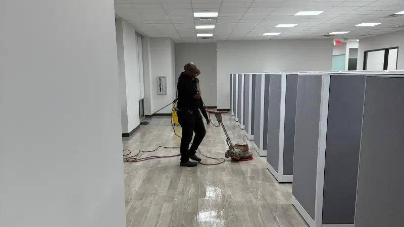 Floor cleaning of tile floors in Cedar Hill office