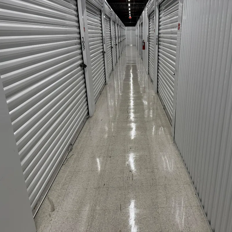 After - VCT strip and wax of 54,000 sq ft storage facility in Arlington TX
