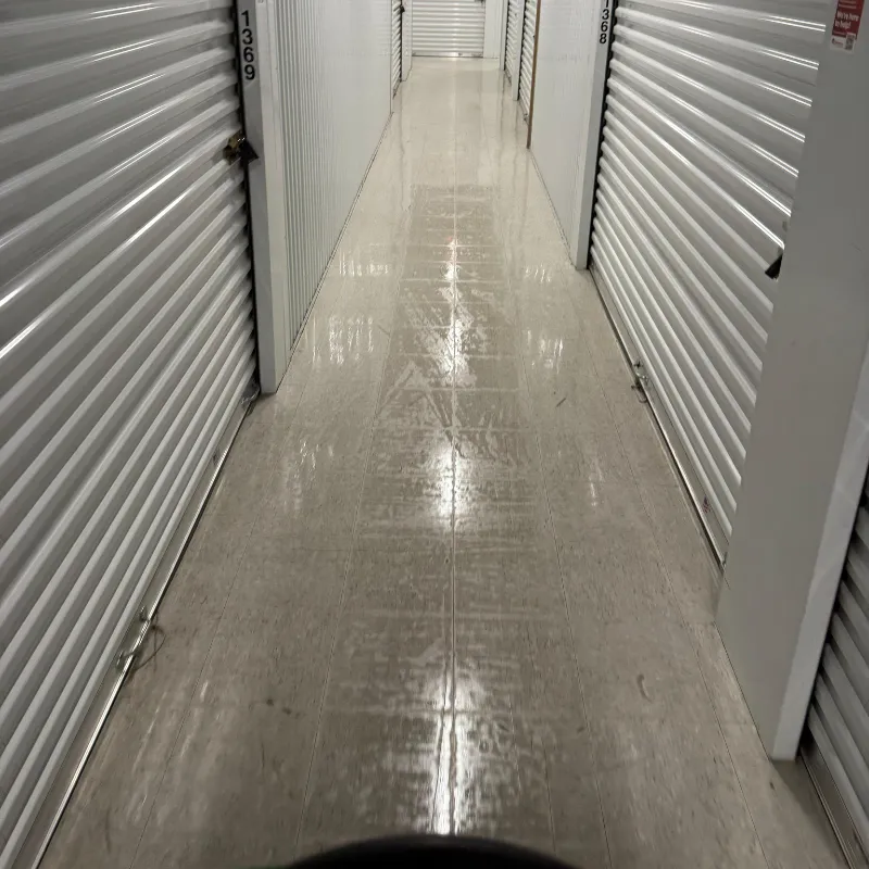 Before - VCT strip and wax of 54,000 sq ft storage facility in Arlington TX